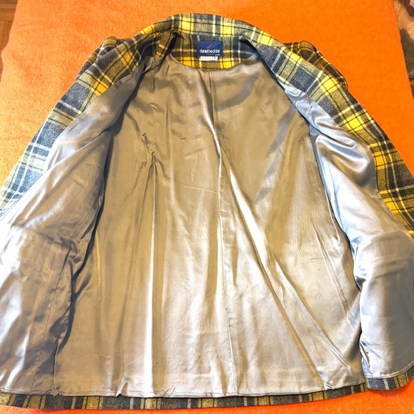 Vintage Daniel Hechter yellow and charcoal plaid blazer made in Hungary VGUC - Picture 8 of 12